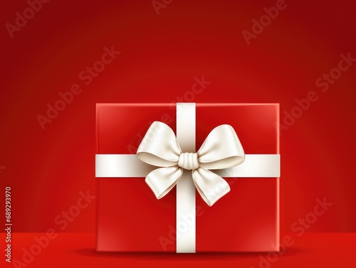 Red box with a white bow. Gift in a red box © Alexei