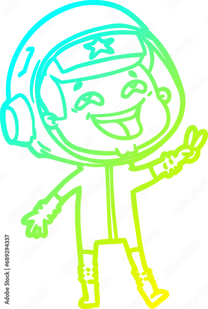 cold gradient line drawing of a cartoon laughing astronaut cold gradient line drawing of a cartoon laughing astronaut