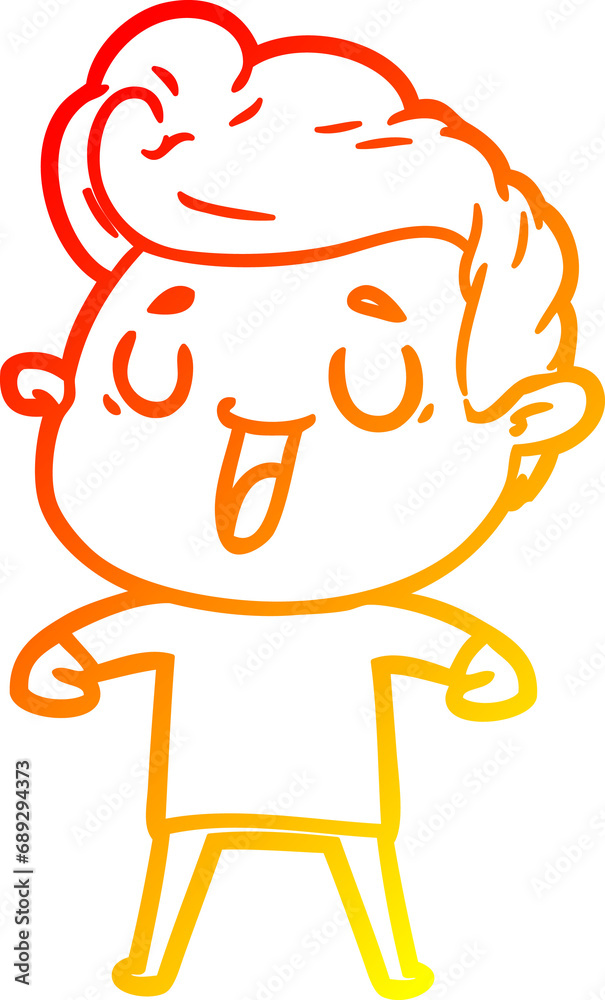 warm gradient line drawing of a happy cartoon man warm gradient line drawing of a happy cartoon man