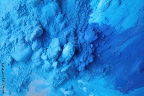 Blue substance with rocks close-up. Suitable for scientific or geological concepts photo