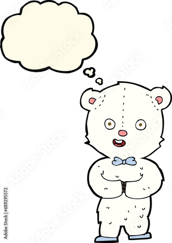 cartoon teddy polar bear with thought bubble