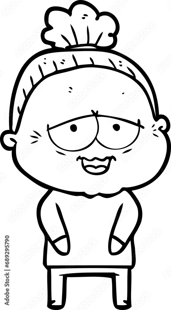 cartoon happy old lady