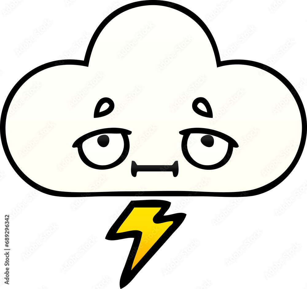 gradient shaded cartoon of a thunder cloud gradient shaded cartoon of a thunder cloud