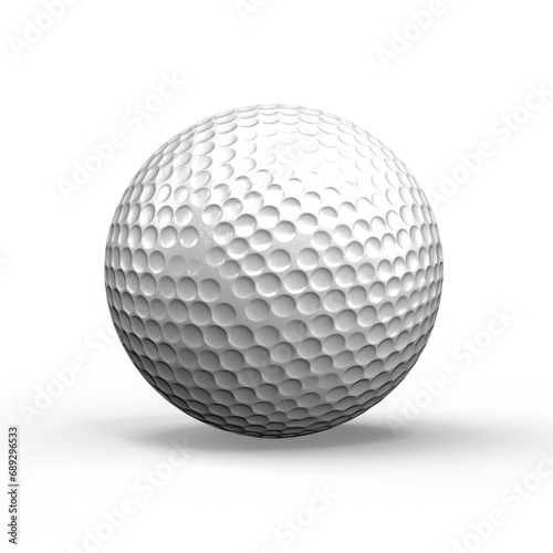 A white golf ball on a white surface.