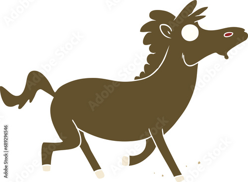 Fototapeta Naklejka Na Ścianę i Meble -  flat color style cartoon running horse