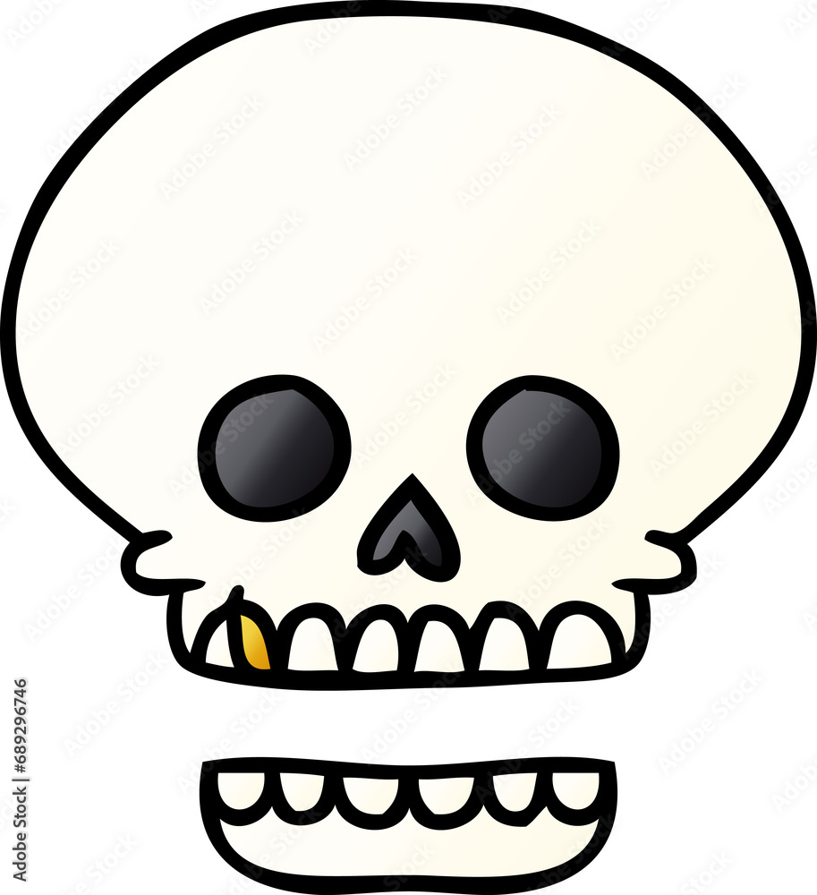 hand drawn gradient cartoon doodle of a skull head hand drawn gradient cartoon doodle of a skull head