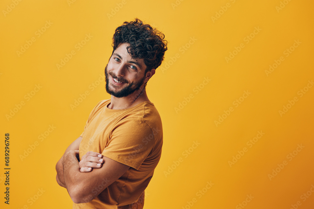 Obraz premium Man background portrait guy expression young looking person happy confidence face adult