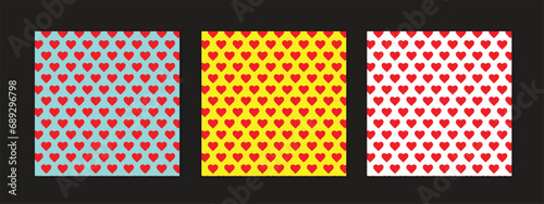abstract seamless geometric set of red heart pattern perfect for banner poster.
