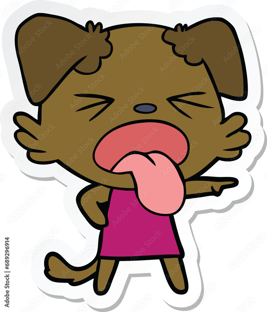 sticker of a cartoon disgusted dog sticker of a cartoon disgusted dog