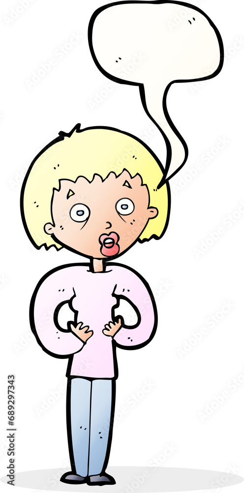 cartoon woman gesturing at self with speech bubble cartoon woman gesturing at self with speech bubble