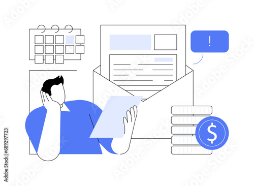 Debt collection letter isolated cartoon vector illustrations.