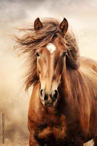 Horse Nature Background with Empty Copy Space created with Generative AI Technology
