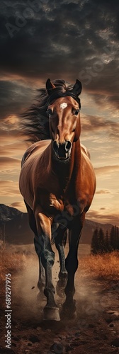 Horse Nature Background with Empty Copy Space created with Generative AI Technology © Animals Creator