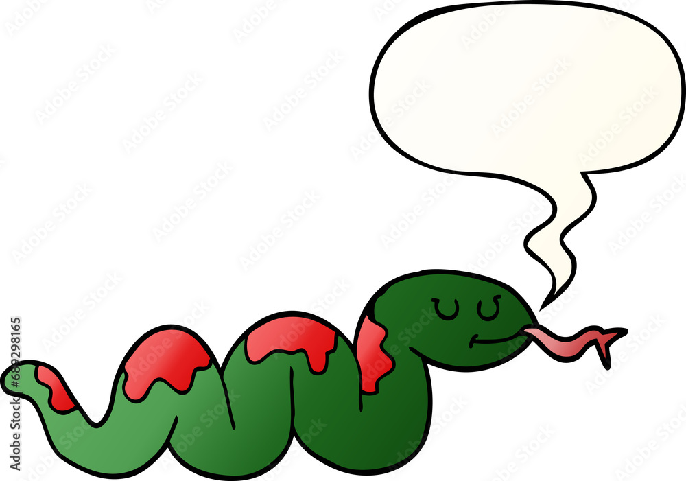 Obraz premium cartoon snake with speech bubble in smooth gradient style