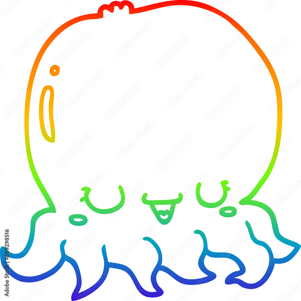 rainbow gradient line drawing of a cartoon jellyfish rainbow gradient line drawing of a cartoon jellyfish