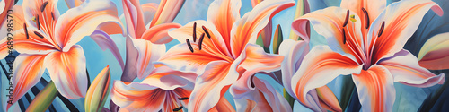 artistic abstract painting of lily flowers background banner