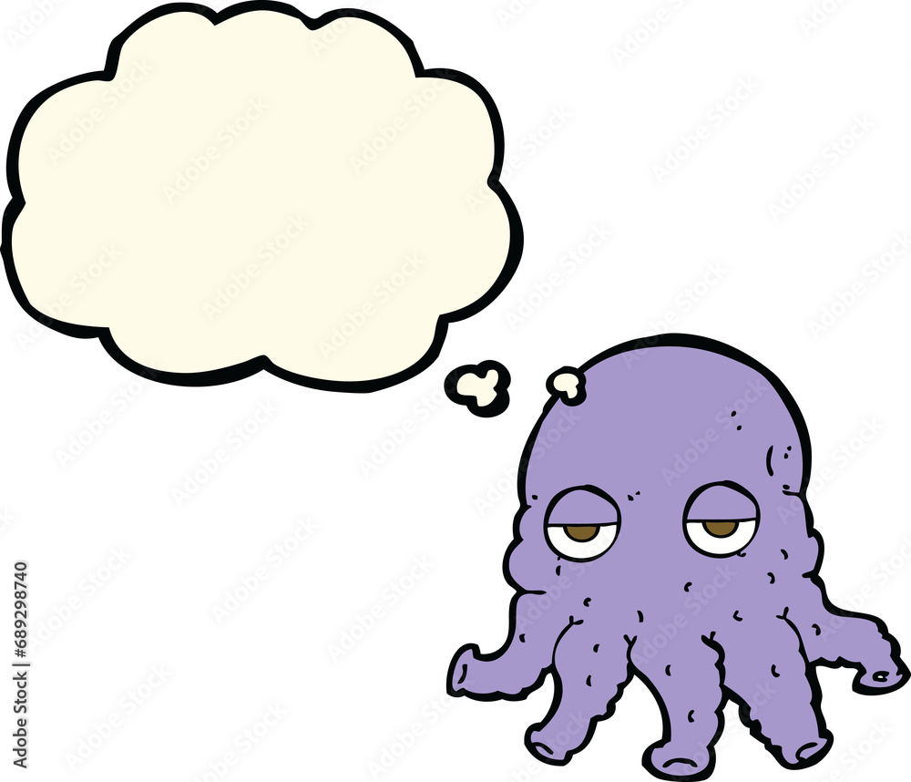 cartoon alien squid face with thought bubble cartoon alien squid face with thought bubble