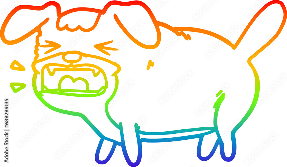 Obraz premium rainbow gradient line drawing of a cartoon dog barking