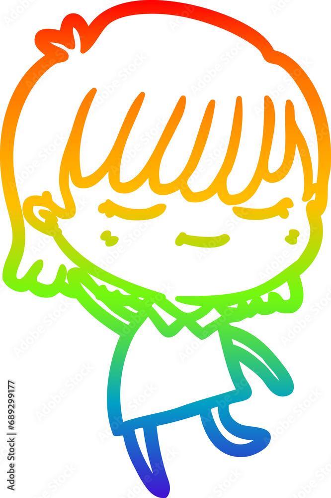 rainbow gradient line drawing of a cartoon woman rainbow gradient line drawing of a cartoon woman
