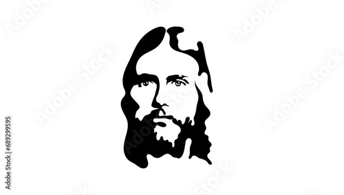 Jesus Christ, black isolated monochrome portrait