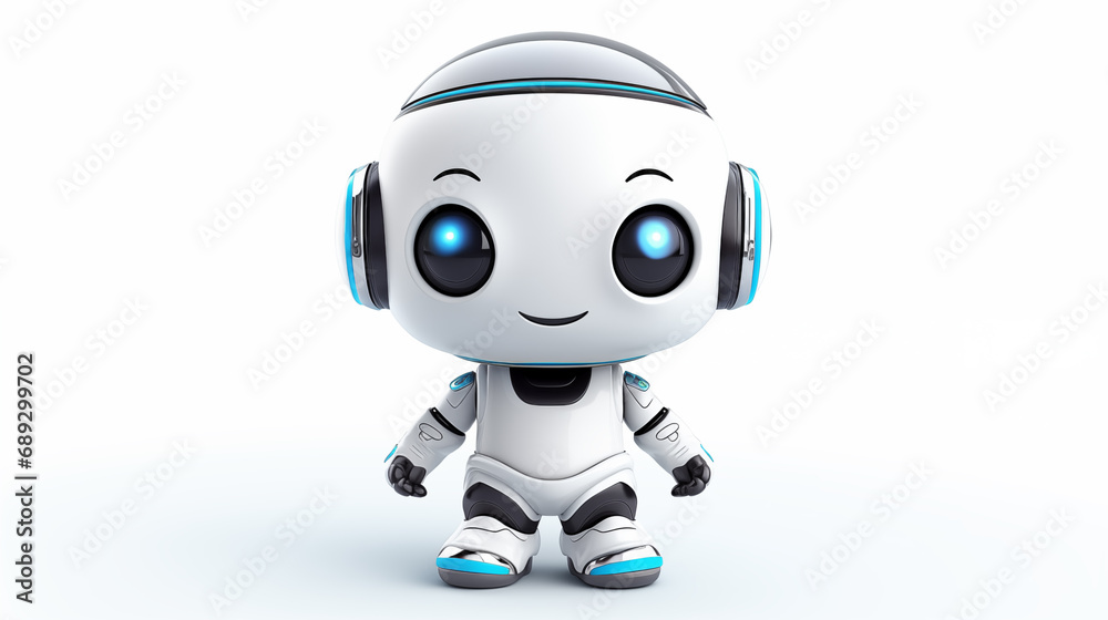 3d Bot chat help customer online. Business technology white background. Artificial intelligence. Everything by bot