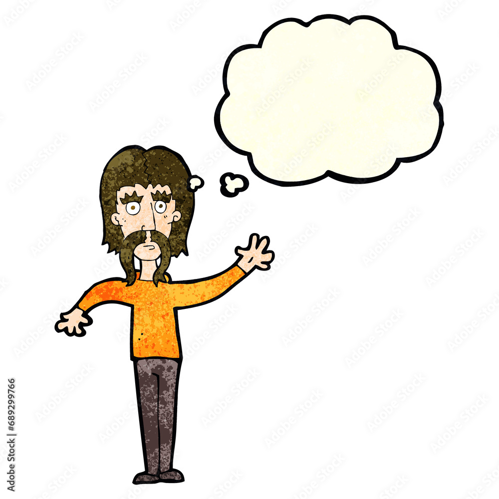 cartoon waving man with mustache with thought bubble cartoon waving man with mustache with thought bubble