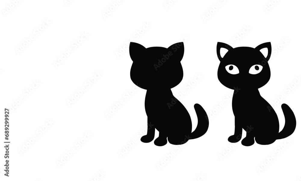 Silhouette Cat Vector Art Illustration