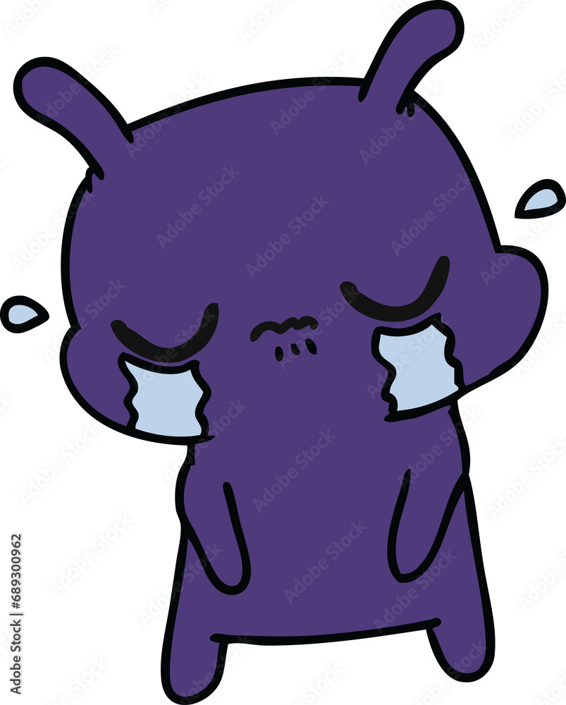 freehand drawn cartoon of cute sad alien freehand drawn cartoon of cute sad alien