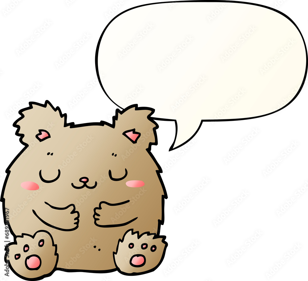 cute cartoon bear with speech bubble in smooth gradient style cute cartoon bear with speech bubble in smooth gradient style