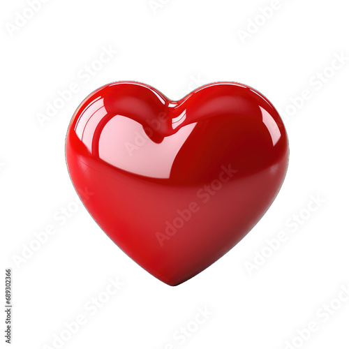 Illustration of red glossy heart isolated on transparent background