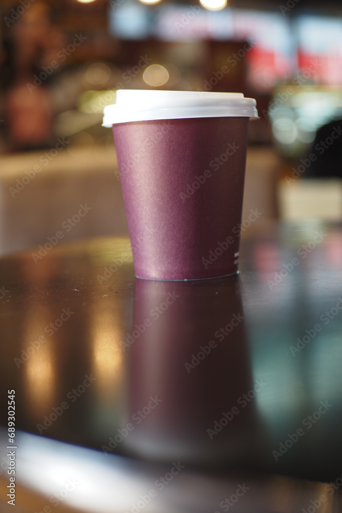 red color Blank take away kraft coffee cup on table , red color Blank take away kraft coffee cup on table ,