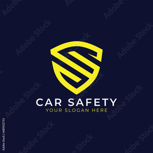 car rental insurance safety and car repairing detailing logo design vector format