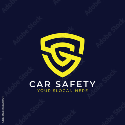 car rental insurance safety and car repairing detailing logo design vector format