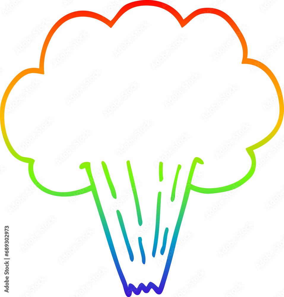 rainbow gradient line drawing of a cartoon gust of air rainbow gradient line drawing of a cartoon gust of air