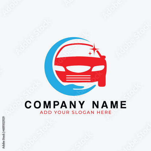 car rental insurance safety and car repairing detailing logo design vector format