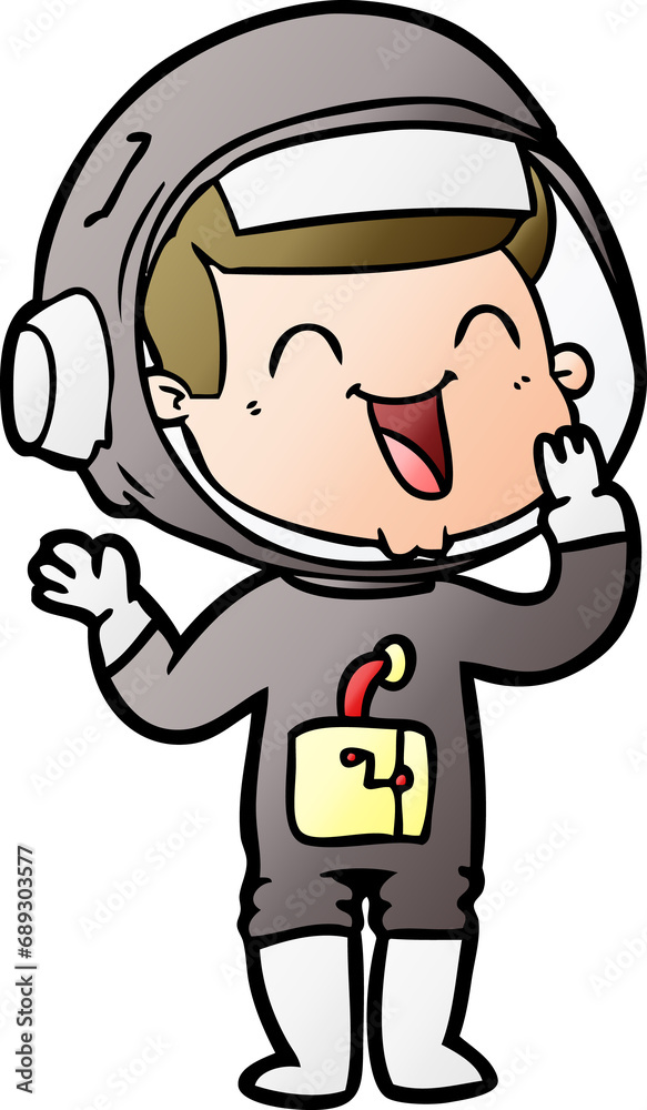 happy cartoon astronaut