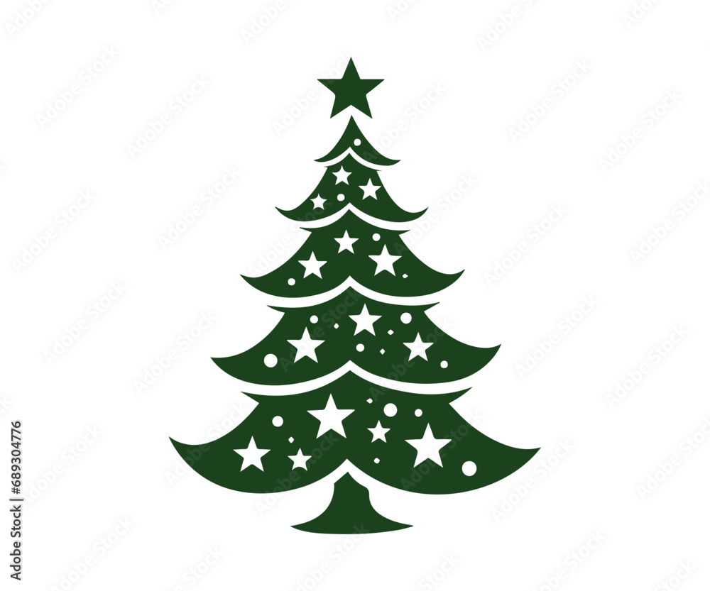  Christmas tree, modern flat design