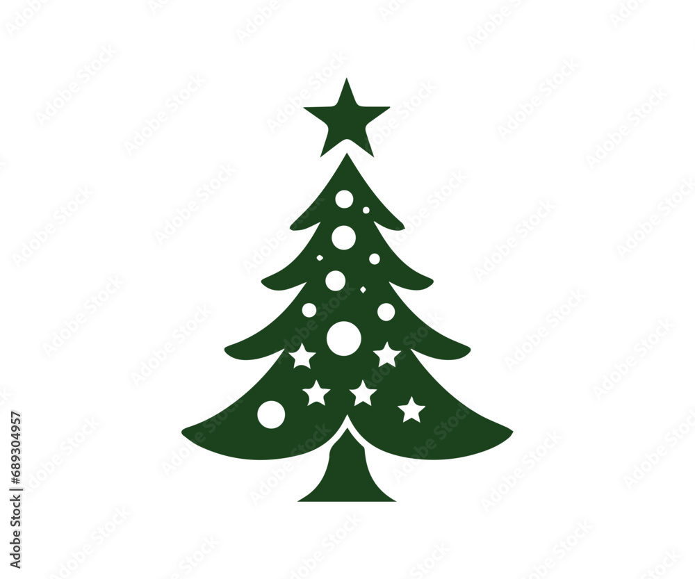  Christmas tree, modern flat design