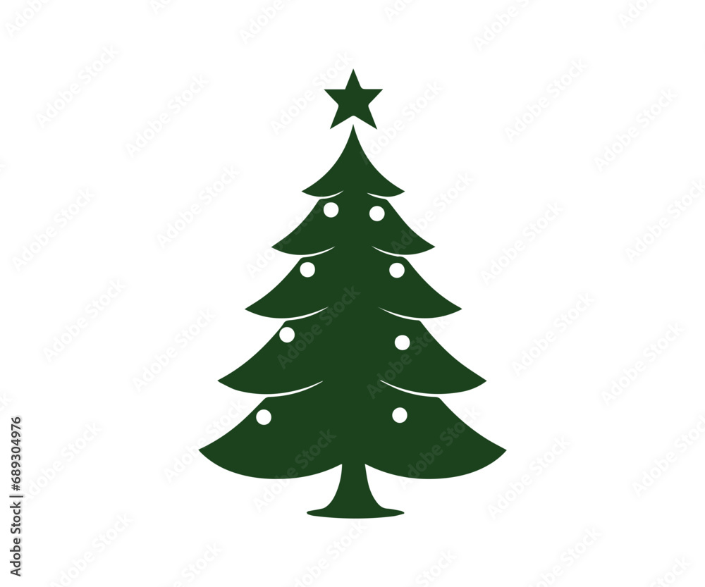  Christmas tree, modern flat design