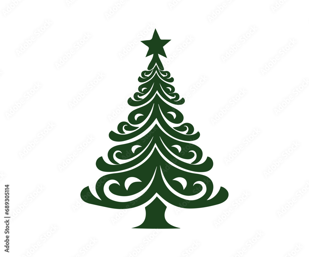  Christmas tree, modern flat design