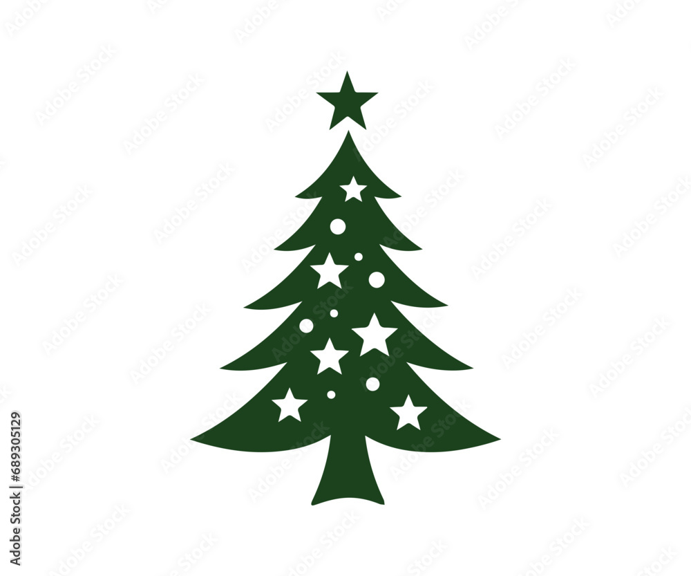  Christmas tree, modern flat design