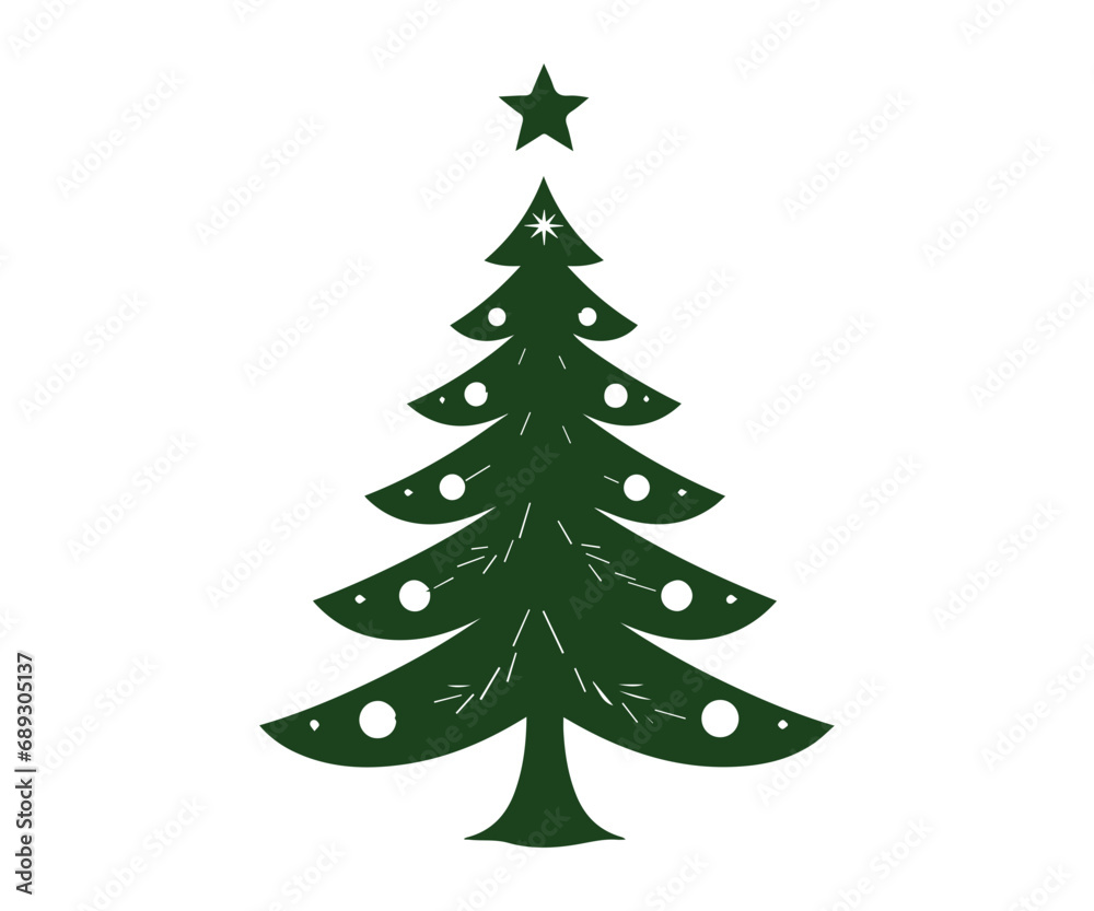  Christmas tree, modern flat design