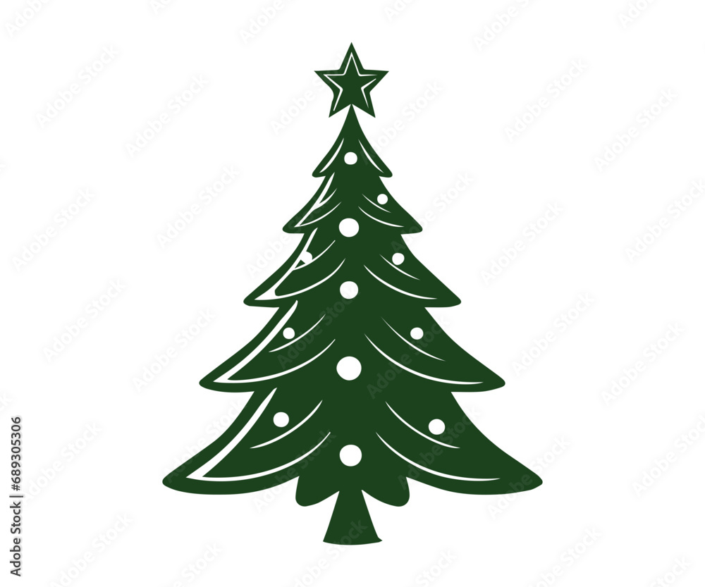  Christmas tree, modern flat design