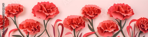 paper cut craft carnation flowers background banner photo