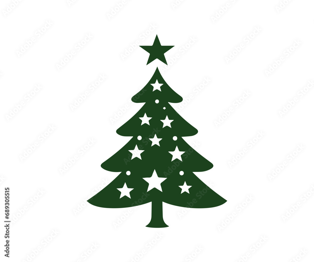  Christmas tree, modern flat design