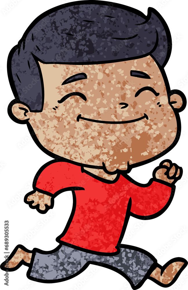 happy cartoon man running happy cartoon man running