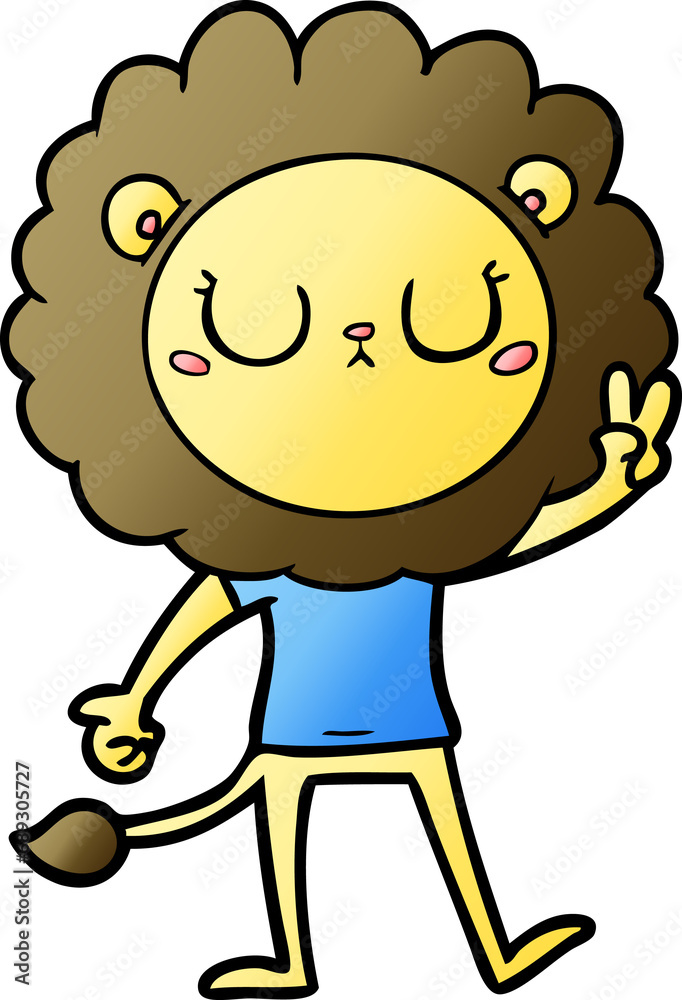 cartoon lion giving peac sign cartoon lion giving peac sign