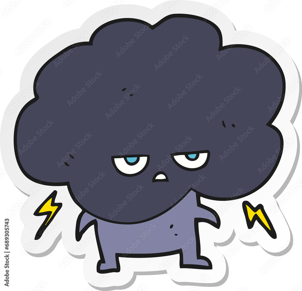 sticker of a cartoon raincloud sticker of a cartoon raincloud