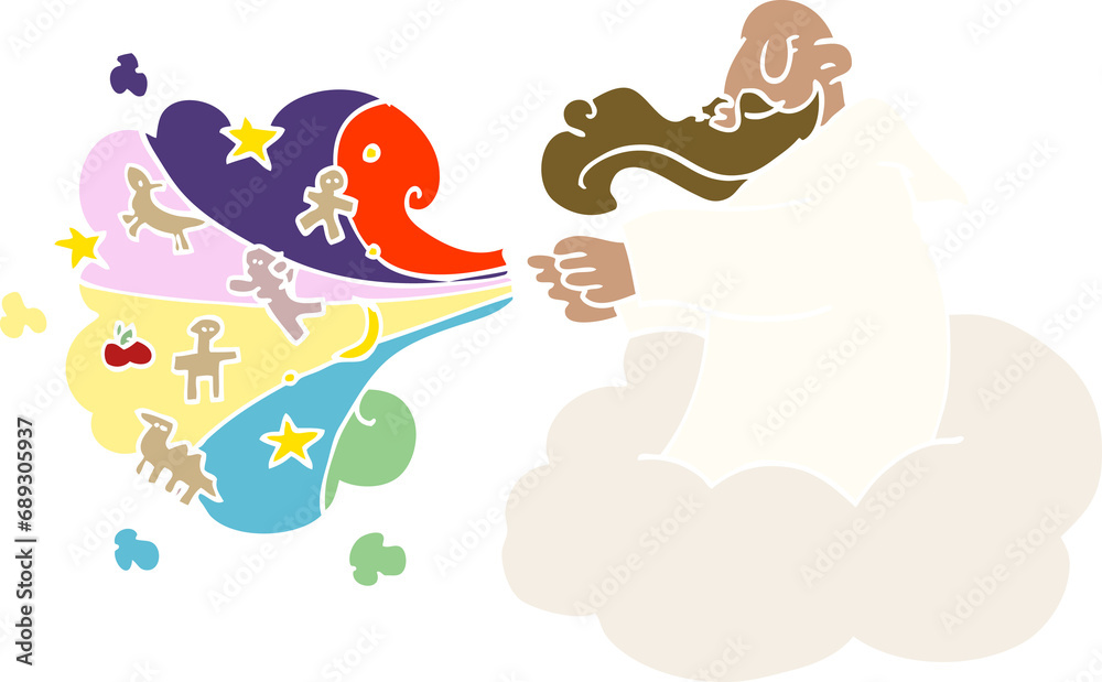 Obraz premium cartoon doodle god creating universe