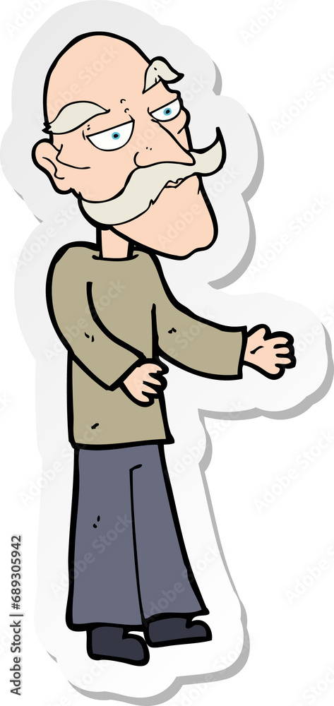 sticker of a cartoon old man with mustache sticker of a cartoon old man with mustache